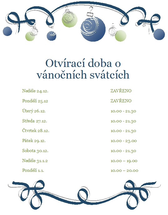 vánoční otvírací doba 2017