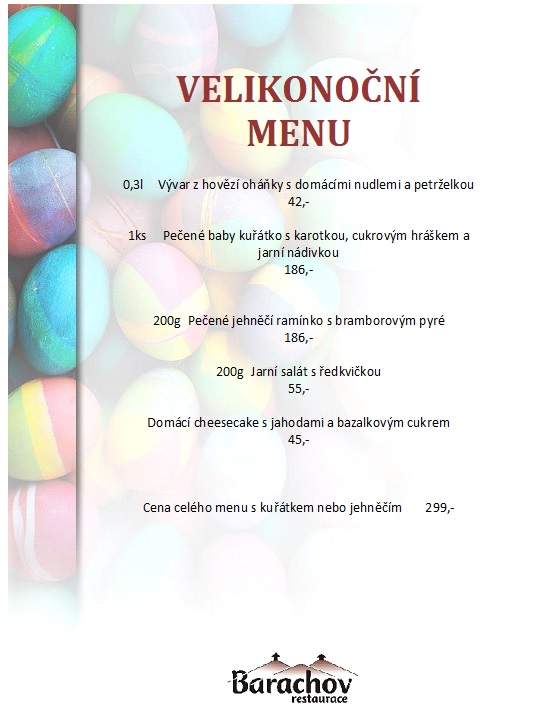 menu velikonoce 2018